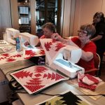 Carolyn and Carol Marchant Sewing pineapples in Anita's class