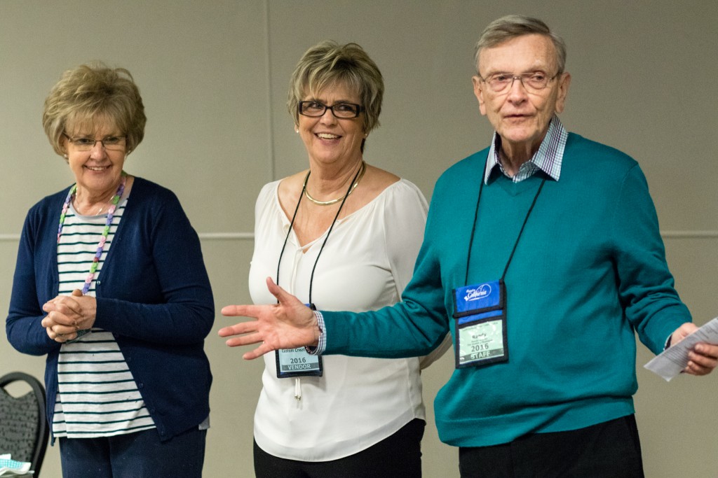 Pat Wodskow and Cindy Surina being introduced to their class by Randy Graves. Photo by Brian Roberts Photography