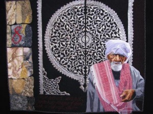 Mohamed Sa'ad in Cairo Quilt by Jenny Bowker. Photo by Daniel Heather.